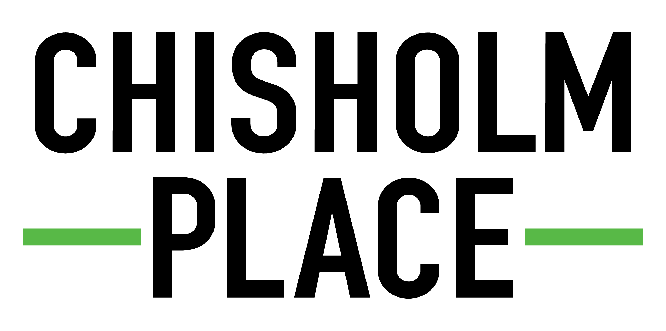 The image displays the words "CHISHOLM PLACE" in large, bold letters with a green underline.